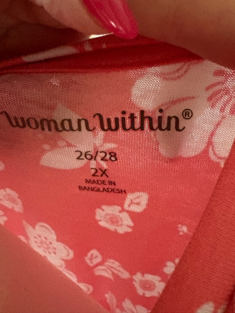 Woman Within Pink Floral V-Neck Top - Picture 2 of 2
